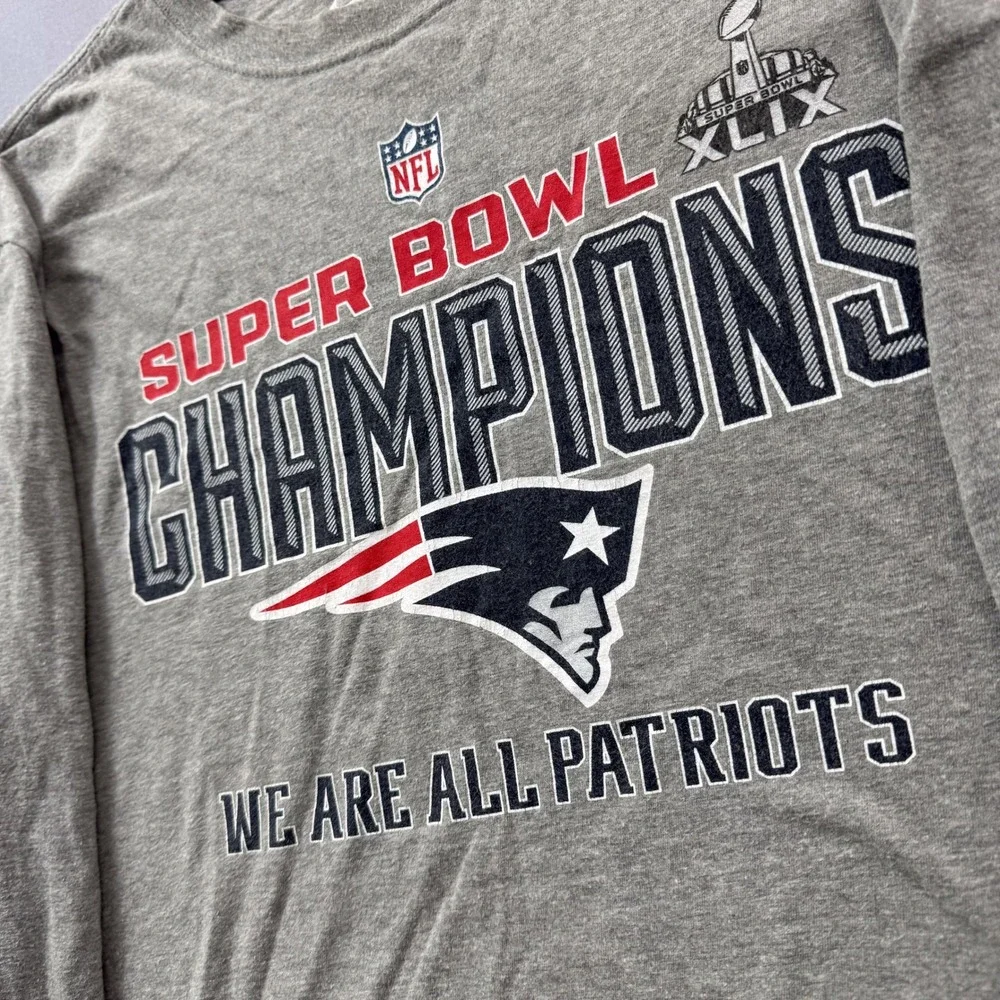 Nike New England Patriots Super Bowl XLIX Champions Gray Long Sleeve‎ Shirt XXL